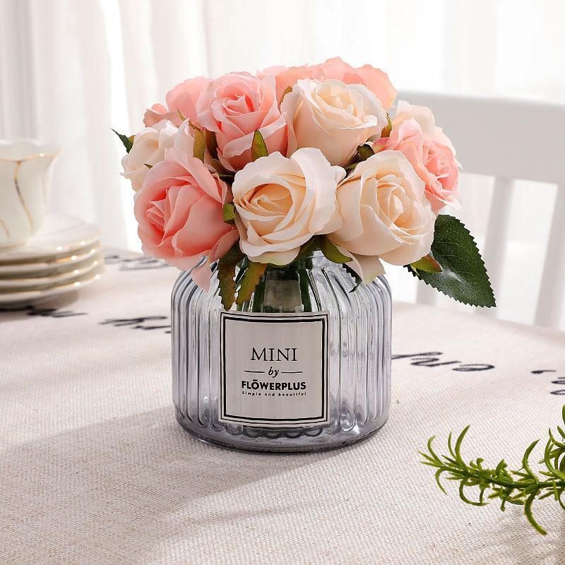 12 Heads Silk Rose Artificial Flowers Fake Bouquet - modena