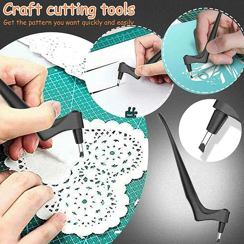 360-Degree Rotating Craft Cutting Tool with Precision Blade for Craft Art - Black