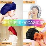 Sleeping Bonnet Hair Wrap Silk Satin Cap Women Elastic Night Soft Hat Headwear - Silver - Extra Image