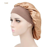 Sleeping Bonnet Hair Wrap Silk Satin Cap Women Elastic Night Soft Hat Headwear - Silver