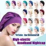 Sleeping Bonnet Hair Wrap Silk Satin Cap Women Elastic Night Soft Hat Headwear - Teal