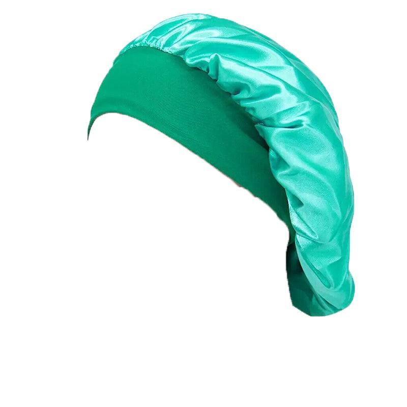 Sleeping Bonnet Hair Wrap Silk Satin Cap Women Elastic Night Soft Hat Headwear - Teal