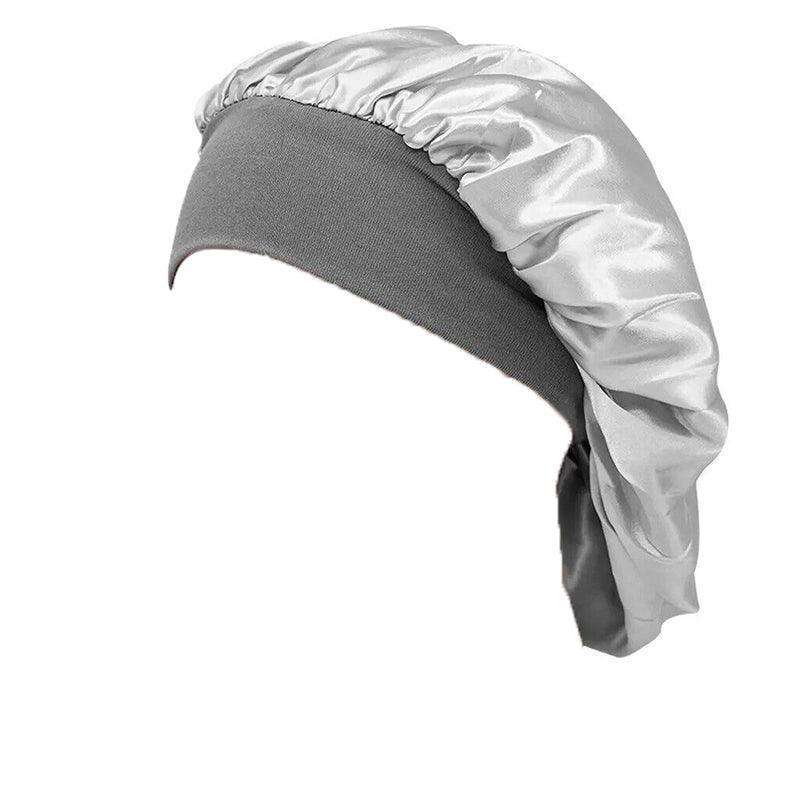 Sleeping Bonnet Hair Wrap Silk Satin Cap Women Elastic Night Soft Hat Headwear - Teal