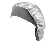 Sleeping Bonnet Hair Wrap Silk Satin Cap Women Elastic Night Soft Hat Headwear - Teal - Extra Image