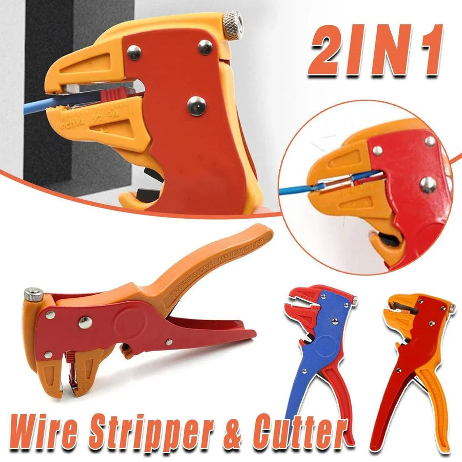 2in1 Wire Stripper Electrical Crimping Pliers Multifunction Duck Beak Plier Tool - Yellow