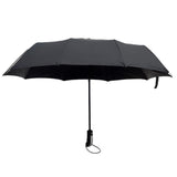 Automatic Umbrella Auto Open Close Compact Folding Anti Rain Windproof 10Ribs Au - Brown - Front View
