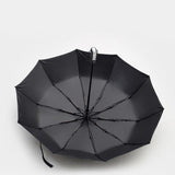 Automatic Umbrella Auto Open Close Compact Folding Anti Rain Windproof 10Ribs Au - Brown - Top-Down View
