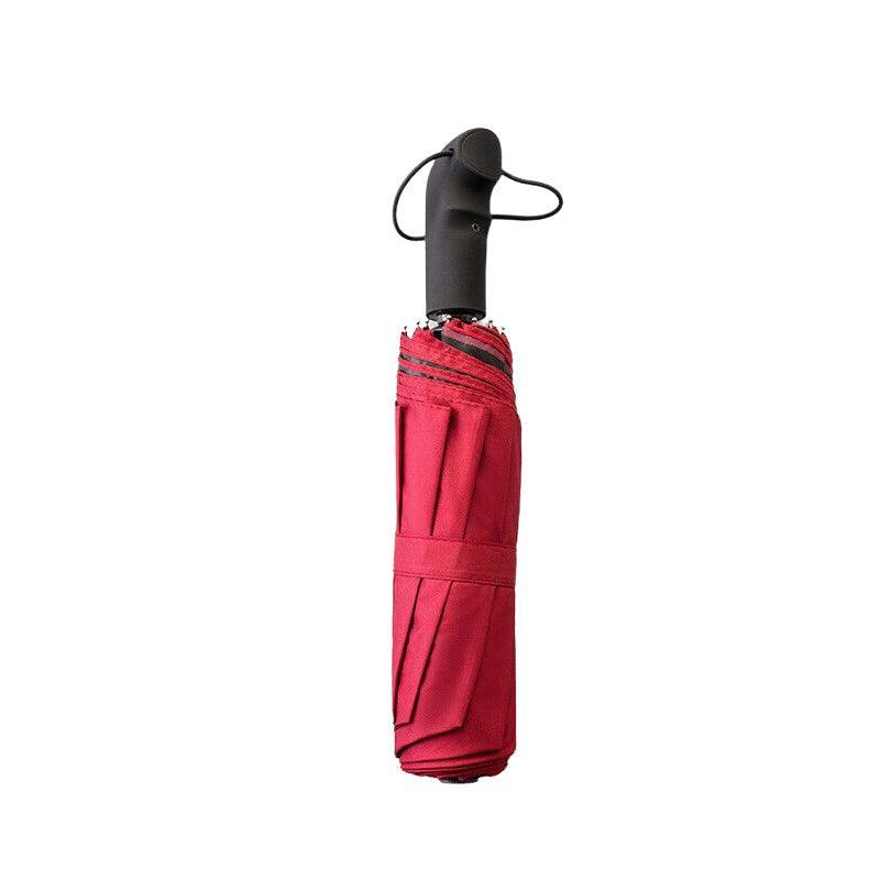 Automatic Umbrella Auto Open Close Compact Folding Anti Rain Windproof 10Ribs Au - Wine Red