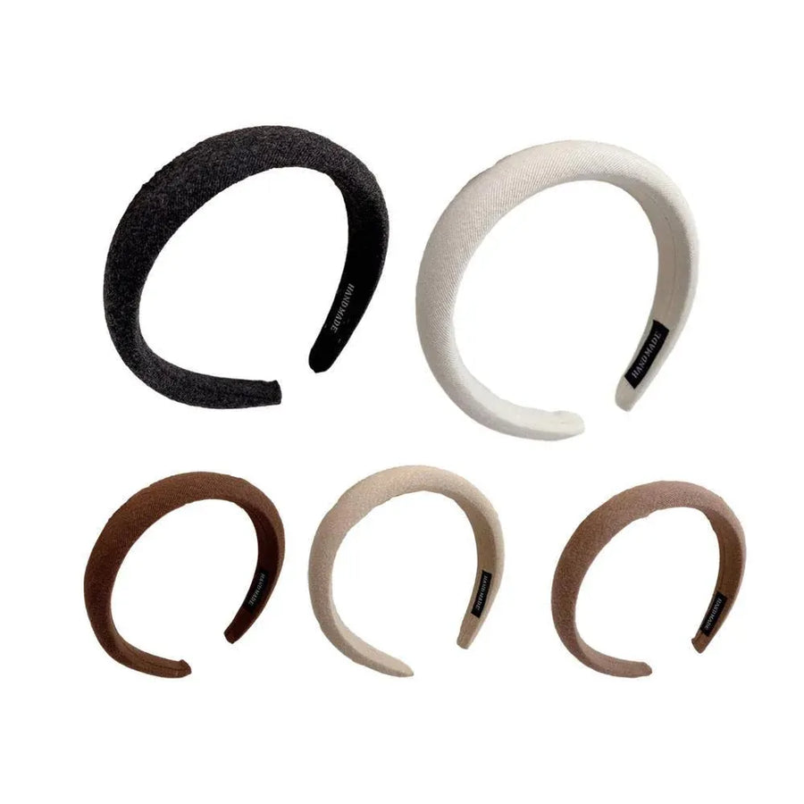 Ladies Headband Padded Hairband Wide Sponge Hair Hoop Solid Colour Accessories - Black