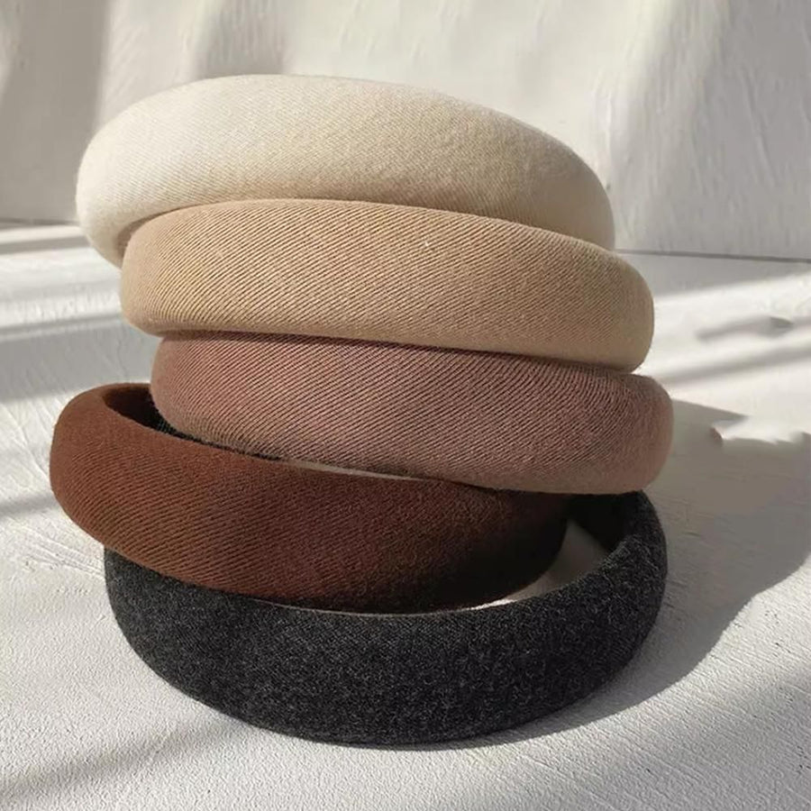 Ladies Headband Padded Hairband Wide Sponge Hair Hoop Solid Colour Accessories - Black