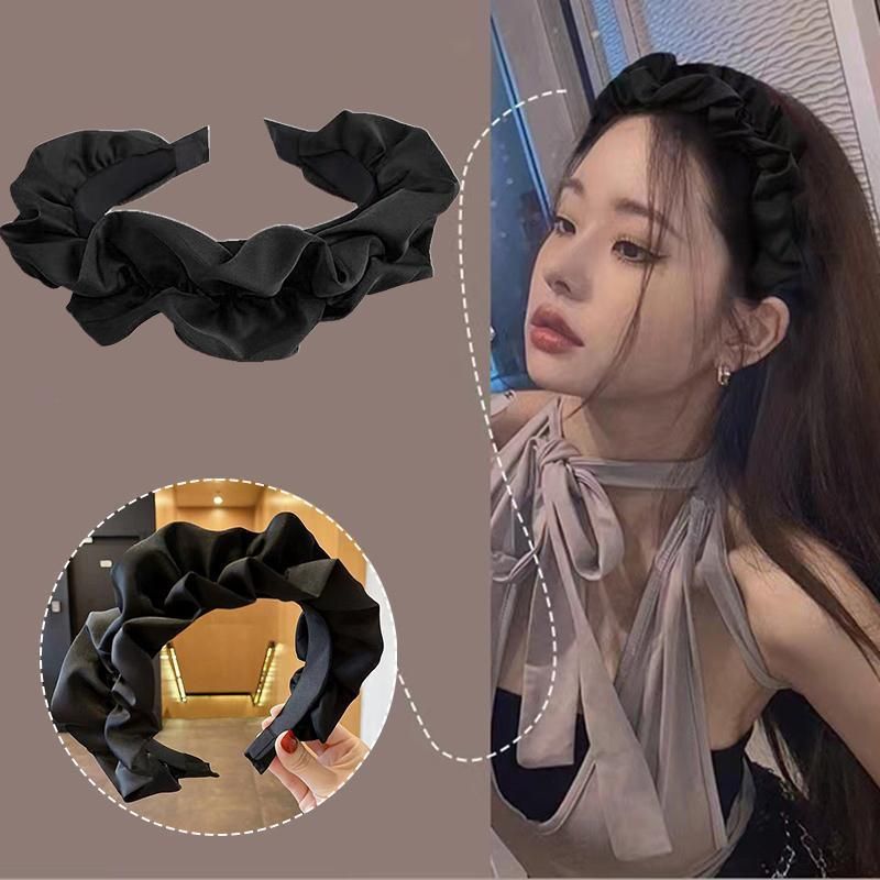 Casual Women Soft Hairband Wide Side Headband Hair Hoop Fashion Accessories - Black