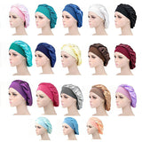 Sleeping Bonnet Hair Wrap Silk Satin Cap Women Elastic Night Soft Hat Headwear - White