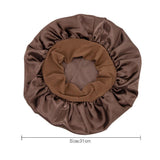 Sleeping Bonnet Hair Wrap Silk Satin Cap Women Elastic Night Soft Hat Headwear - White