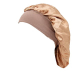 Sleeping Bonnet Hair Wrap Silk Satin Cap Women Elastic Night Soft Hat Headwear - White