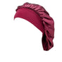 Sleeping Bonnet Hair Wrap Silk Satin Cap Women Elastic Night Soft Hat Headwear - Wine red