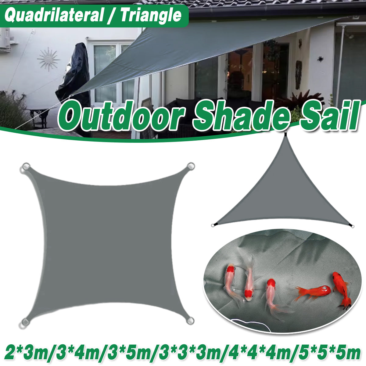 Waterproof Outdoor Shade Sail Garden Sun Canopy UV Protection Patio Awning Cloth - 4x4x4m Triangle