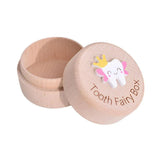 Wooden Baby Teeth Hair Keepsake Box Memory Storage for Boys Girls Hair Holder - Front View