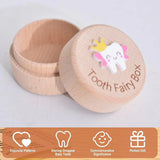 Wooden Baby Teeth Hair Keepsake Box Memory Storage for Boys Girls Hair Holder - Rear View