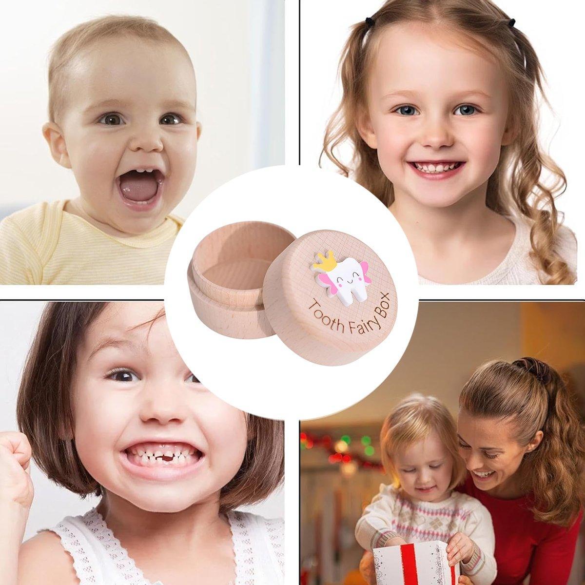 Wooden Baby Teeth Hair Keepsake Box Memory Storage for Boys Girls Hair Holder