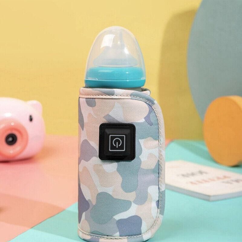 Portable USB Milk Warmer Bag Travel Bottle Heating Pouch for Feeding on the Go - Purple
