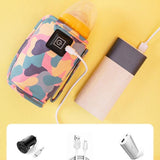Portable USB Milk Warmer Bag Travel Bottle Heating Pouch for Feeding on the Go - Purple