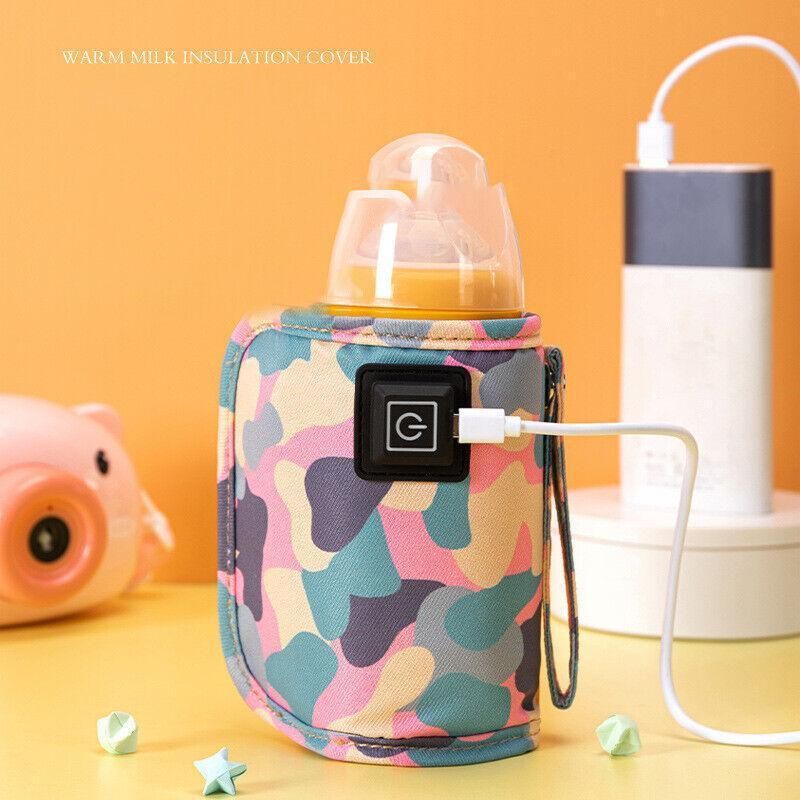 Portable USB Milk Warmer Bag Travel Bottle Heating Pouch for Feeding on the Go - Purple