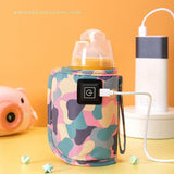 Portable USB Milk Warmer Bag Travel Bottle Heating Pouch for Feeding on the Go - Purple