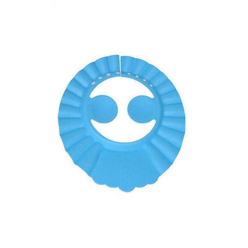 Adjustable Shampoo Shield Bath Hat with Ear Cover for Hair Washing Protection - Blue