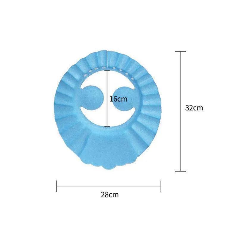 Adjustable Shampoo Shield Bath Hat with Ear Cover for Hair Washing Protection - Blue