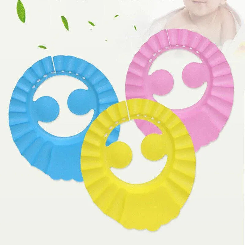 Adjustable Shampoo Shield Bath Hat with Ear Cover for Hair Washing Protection - Yellow