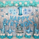 Metallic Tinsel Curtain Foil Backdrop Function Party Decoration Birthday Event - Lake Blue