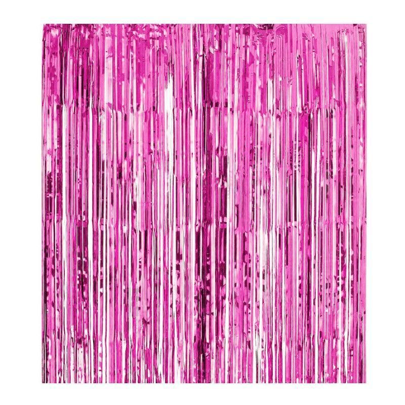 Metallic Tinsel Curtain Foil Backdrop Function Party Decoration Birthday Event - Pink