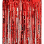 Metallic Tinsel Curtain Foil Backdrop Function Party Decoration Birthday Event - Red