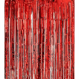 Metallic Tinsel Curtain Foil Backdrop Function Party Decoration Birthday Event - Red