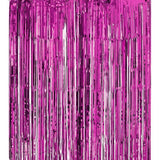Metallic Tinsel Curtain Foil Backdrop Function Party Decoration Birthday Event - Rose Red