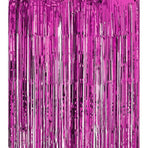 Metallic Tinsel Curtain Foil Backdrop Function Party Decoration Birthday Event - Rose Red
