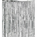 Metallic Tinsel Curtain Foil Backdrop Function Party Decoration Birthday Event - Silver