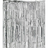 Metallic Tinsel Curtain Foil Backdrop Function Party Decoration Birthday Event - Silver