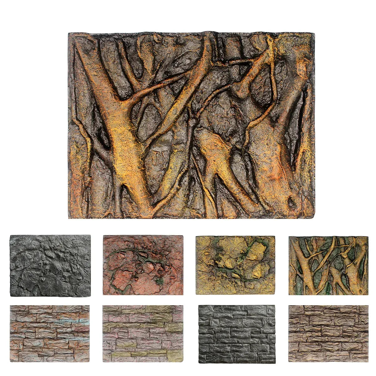 Pet Reptile Tank Board 3D Foam Backgrounds and Habitat Decoration 9 Styles - A