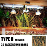 Pet Reptile Tank Board 3D Foam Backgrounds and Habitat Decoration 9 Styles - A - Rear View
