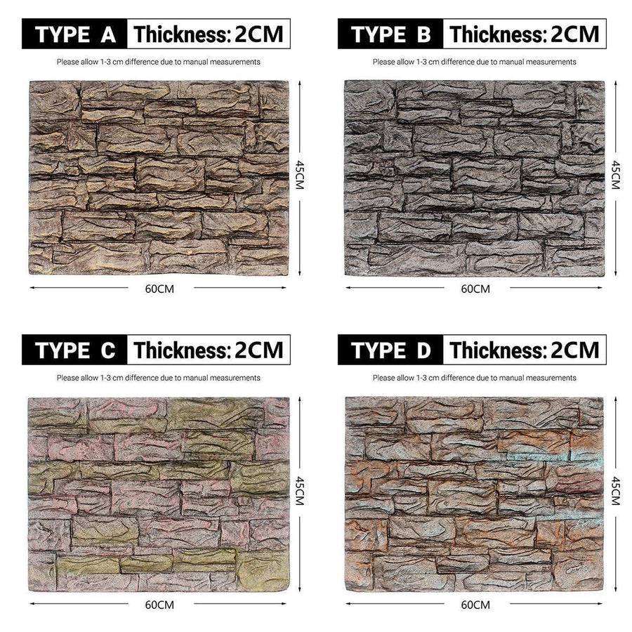 Pet Reptile Tank Board 3D Foam Backgrounds and Habitat Decoration 9 Styles - E