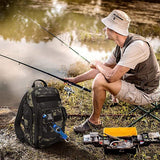 Fishing Tackle Backpack Storage Bag Shoulder Fishing Gear Bags Outdoor Backpack - Black - 45-Degree Angle