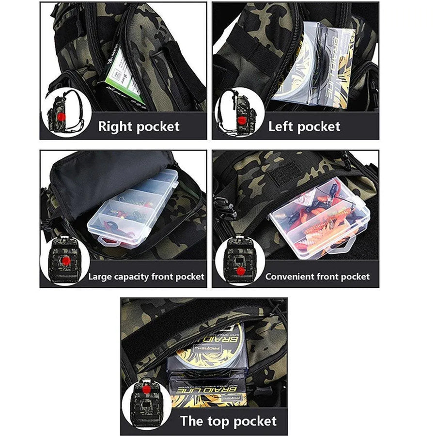 Fishing Tackle Backpack Storage Bag Shoulder Fishing Gear Bags Outdoor Backpack - Black