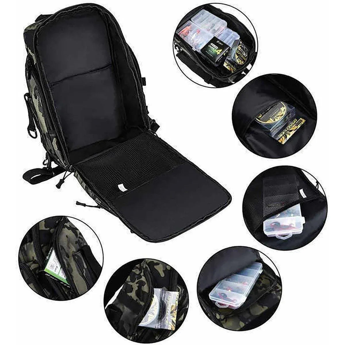 Fishing Tackle Backpack Storage Bag Shoulder Fishing Gear Bags Outdoor Backpack - Black