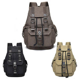 Unisex Retro Rucksack Large Capacity Travel Bag Leisure Backpack Schoolbag - Khaki - Side View