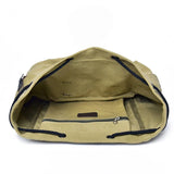 Unisex Retro Rucksack Large Capacity Travel Bag Leisure Backpack Schoolbag - Khaki - 45-Degree Angle