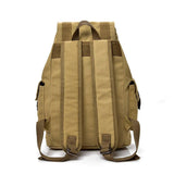 Unisex Retro Rucksack Large Capacity Travel Bag Leisure Backpack Schoolbag - Khaki - Low Angle