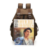 Unisex Retro Rucksack Large Capacity Travel Bag Leisure Backpack Schoolbag - Khaki - Extra Image