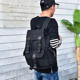 Unisex Retro Rucksack Large Capacity Travel Bag Leisure Backpack Schoolbag - Khaki - Extra Image