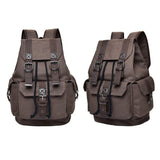 Unisex Retro Rucksack Large Capacity Travel Bag Leisure Backpack Schoolbag - Khaki - Extra Image